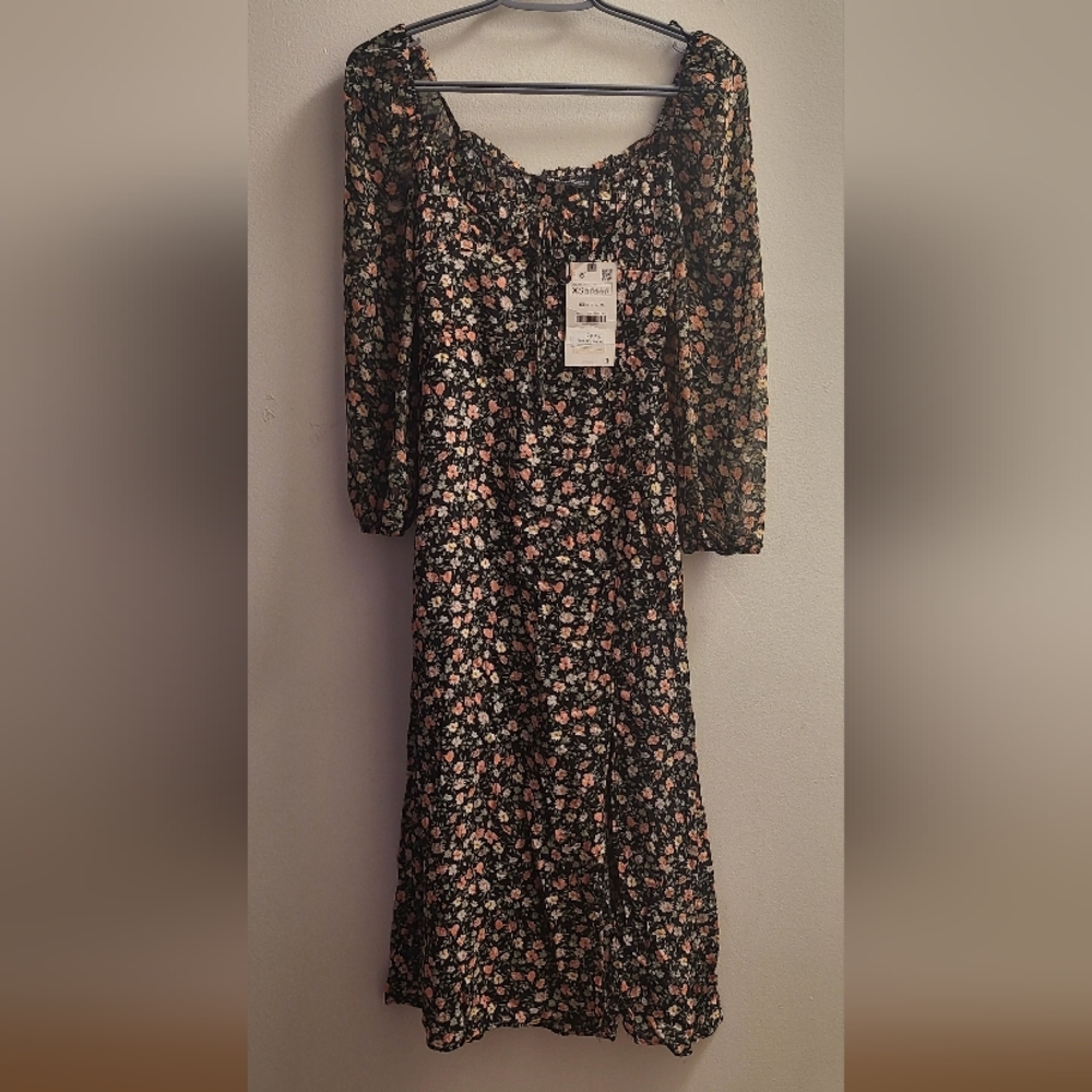 Floral Black and Pink Women's Dress